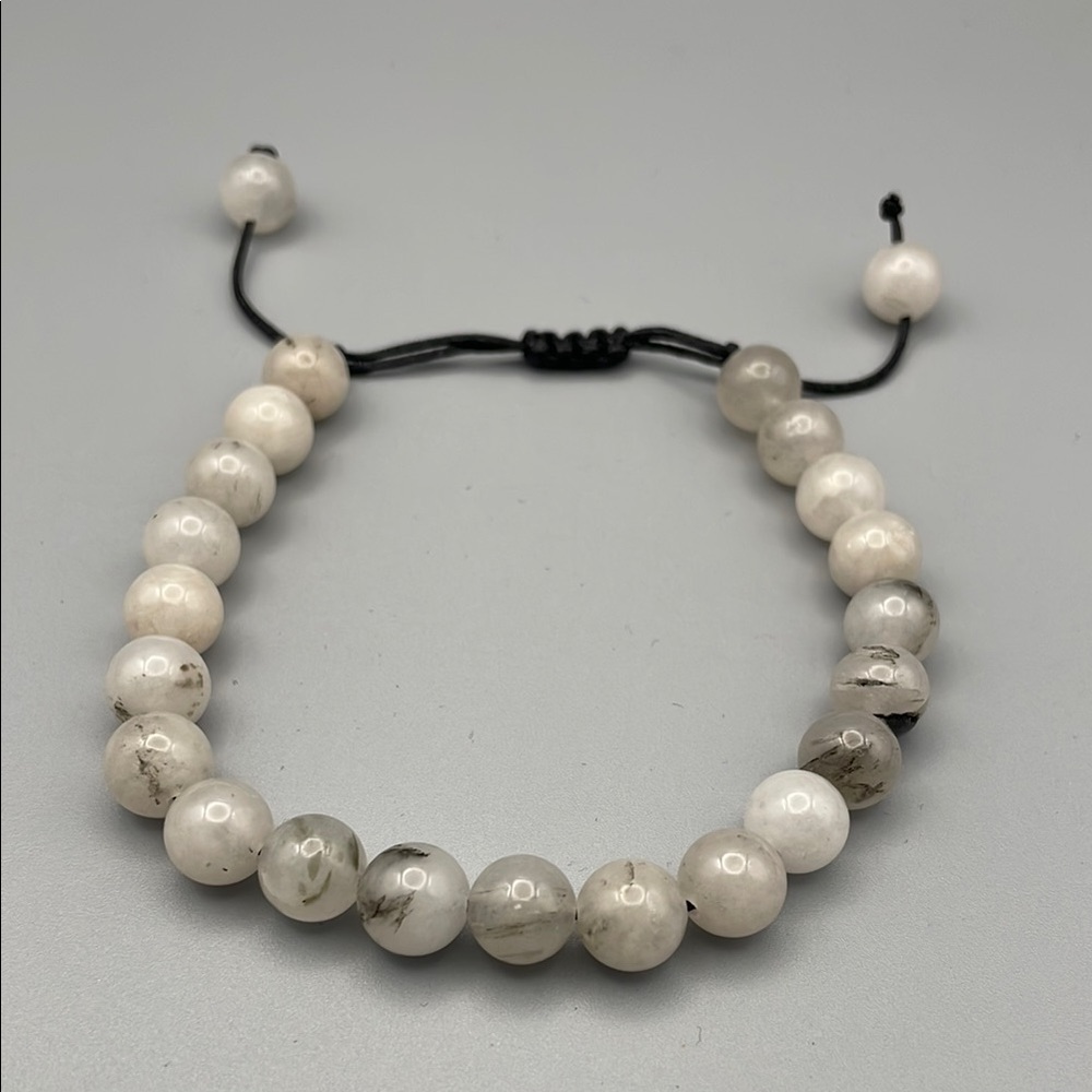White and Gray Beaded Bracelet Jewelry